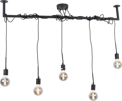 Industriële hanglamp Kester, zwart, langwerpig