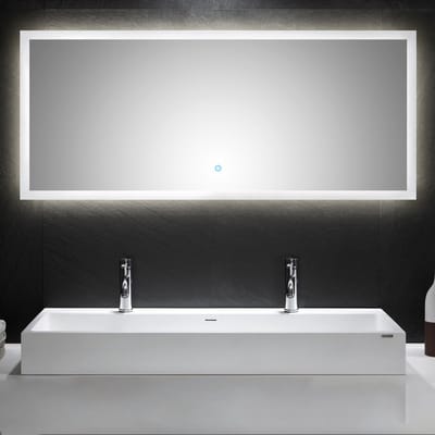 Spiegel Bas Glas - Breedte 140 cm - Hoogte 60 cm - Diepte 3.2 cm - Met verlichting