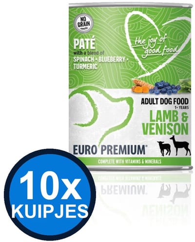 10x Euro-Premium - Pate Adult Lamp & venison - Hondenvoer Natvoer - 400 g