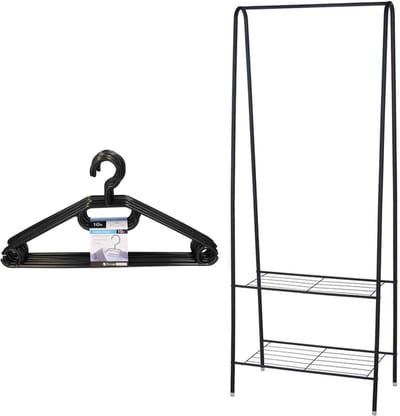 Set van kledingrek met plank en kledinghangers - metaal - 152 cm