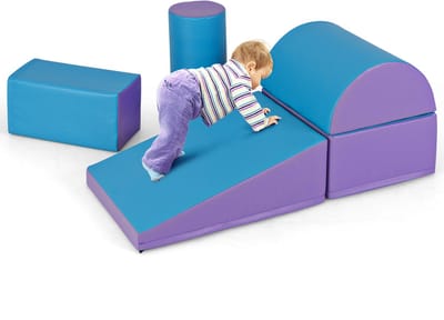 COSTWAY 5-Delige Klim en Kruipactiviteitenspeelset voor Kinderen Lichtgewicht Blokken van Zacht Schuim voor de Ontwikkeling
