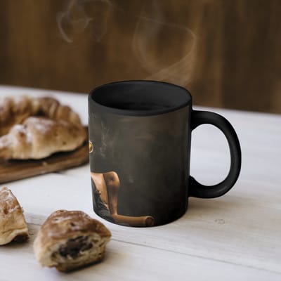 Magische Mok - Foto op Warmte Mokken - Koffiemok - Hert - Zonnebril - Zwart - Pak - Magic Mok - Beker - 350 ML - Theemok