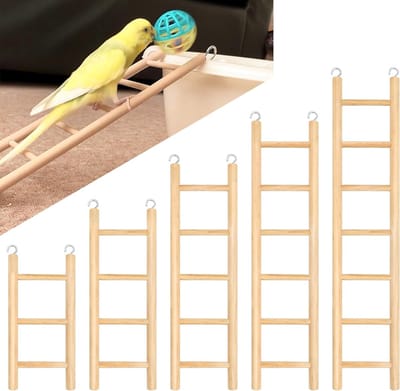 Vogelladder Hout - Vogel Klimtouw - Vogelkooi Inrichting - 5 Verschillende Maten - Tot 32cm Lengte - Natuurlijk Hout