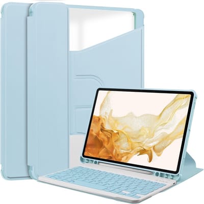 Coverup Tablethoes geschikt voor Samsung Galaxy Tab S10 Plus Hoesje - 360° Rotating Folio Book Case met Wake/Sleep - Lichtblauw