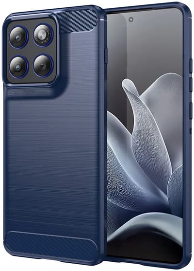 Hoesje geschikt voor Motorola Edge 70 - Techsuit Carbon Silicone Back Cover - Blauw