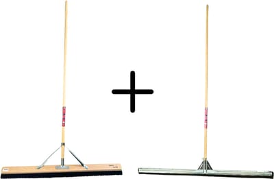 Synx Tools Paardenhaar 80 cm + Vloertrekker 100 cm - Bezem zacht met Steel 150 cm - Trekker met steel 150cm - Waterkeerrand