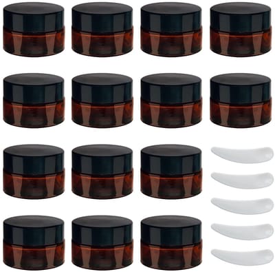 Dailygoods- Crèmepotje 20 ml - Lege Crèmepotjes - Amberglas - UV-bescherming - Goede Afdichting - Inclusief 5 Spatels - Cosmeticapot