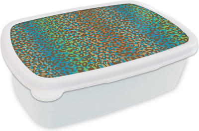Broodtrommel Wit - Lunchbox - Brooddoos - Patroon - Panter - Abstract - 18x12x6 cm - Volwassenen