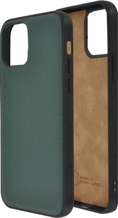Geschikt voor iPhone 12 Pro Hoesje - iPhone 12 Pro hoesje Echt leer Back Cover P Case Groen