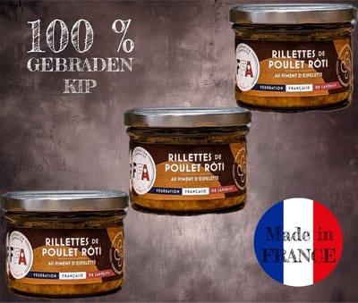 FFA - Rillettes de POULET ROTI - 100% Gebraden Kip - 160g - (3-PACK)