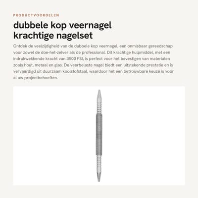 Dailygoods- Veer Nagel Dubbele Kop - Professionele Nagelset - 3500 PSI Slagkracht - Koolstofstaal - Draagbaar - Efficiënt Ontwerp