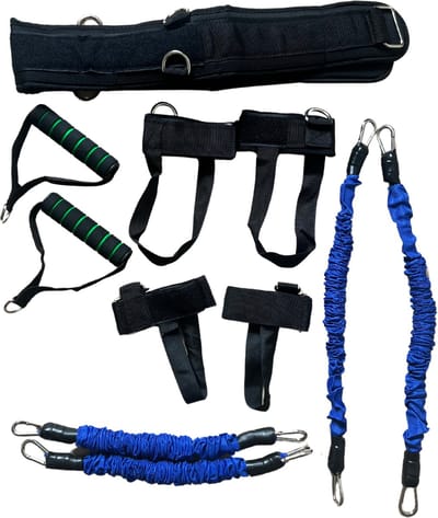 Boxing Weerstand Training Set – Blauw - Verbetert kracht, snelheid en uithoudingsvermogen. Inclusief weerstandsbanden en riemen. Ideaal voor bokstraining, cardio en krachttraining thuis of in de gym. Versterkt armen, benen, schouders en core.