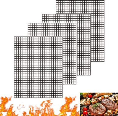 Thijox - 4 stuks Grillmatten 40x30 cm - Anti-aanbak BBQ Matten voor Gasbarbecue, Houtskool, Elektrische Grill, Luchtfriteuse en Oven - Herbruikbare Te