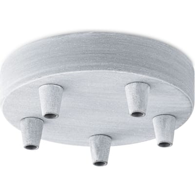 Home Sweet Home - Plafondkap Beton - 12/12/4.5cm - 5 lichts Planfondkap - Ronde plafondrozet - metaal - inclusief aansluit box en montage beugel -