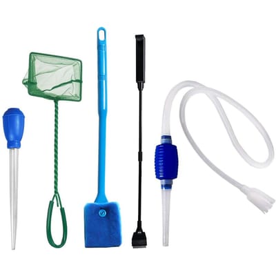 Kit d'outils de nettoyage d'aquarium 5 en 1 pour siphon de gravier d'aquarium multicolore