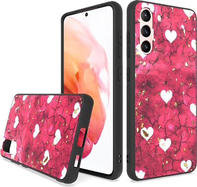 LuxeBass siliconen back cover voor Samsung Galaxy S23+ | marmer hearts print | achterkant bescherming | valbestendig tot 1m | IP55 | telefoonhoesje