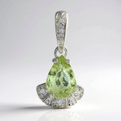 Cavill - Peervormige Hanger - 925 Sterling Zilver Platinaverzilverd - Toermalijn 0.96 ct & Cambodjaanse Zirkon - Elegant Dames Sieraad