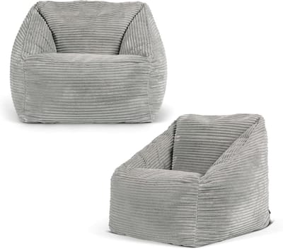 Set van 2 Grijze Kinder Zitzakken met Vulling - Comfortabele Stoel voor Jongens en Meisjes