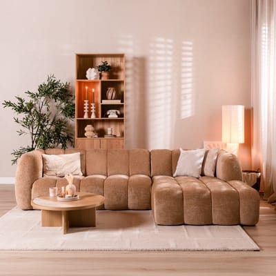 Bronx71® Hoekbank Luca chenille peach rechts