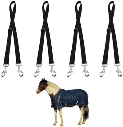 MTTproducts- Dijbanden Set van 4 - Verstelbare Elastische Banden - 360° Rotatie - Robuust en Betrouwbaar - Stabiele Pasvorm - Trek- en Slijtvast - Paardendeken