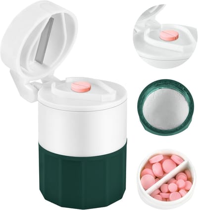 Multifunctionele Tablet Cutter en Splitter met Mes en Borstel, Ideaal voor Kleine en Grote Pillen, Medicijn Organizer en Doseringstool