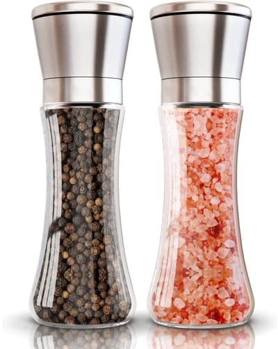 TOVBMUP Kruidenmolens - Kruidenmolen - spice grinder - Zout- en pepermolens - Keramiek met instelbare fijnheid - zonder kruiden - Set van 2