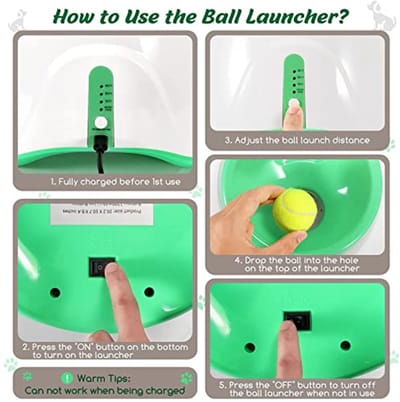 Automatische tennisbalwerper voor honden, inclusief 6 mini-tennisballen van 2 inch en een netzakje, interactief hondenspeelgoed, geschikt voor kleine honden, met 3 instelbare schietafstanden