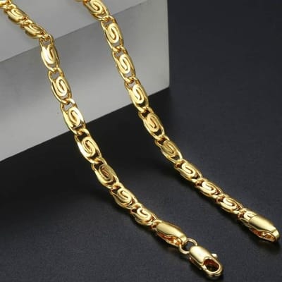 Gouden Ketting Voor Mannen Vrouwen Tarwe Figaro Touw Cubaanse Link Chain Gold Filled Rvs Kettingen Mannelijke Sieraden Gift 22inch 55cm gray