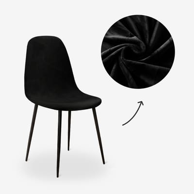 BankhoesDiscounter Velvet Kuipstoel Hoes – Eetkamer Stoelhoezen – Zetelhoes - Hoezen voor Kuipstoelen – Stoelbeschermers met Armleuning - Stoelhoezen Stretch - Zwart
