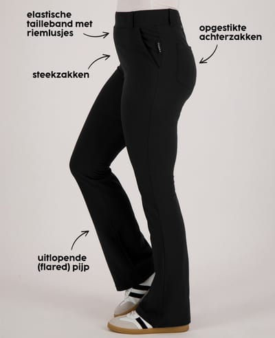 Je m'appelle Travelstof At Work Broek Flared Met stretch - Zwart - Maat S