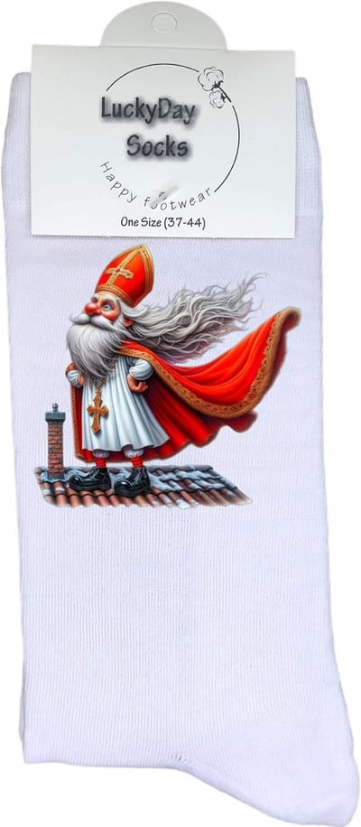 LuckyDay Socks - Grappige Sint Cadeaus voor Dames en Heren - One Size Sokken met Tekst - Huissokken - Sinterklaas sokken - Geschenk Vrouwen, Mannen , Moeder, Mama, Papa, Vader, Vriend, Vriendin, Zus, Broer, Oma, Opa - Origineel Cadeau Volwassenen