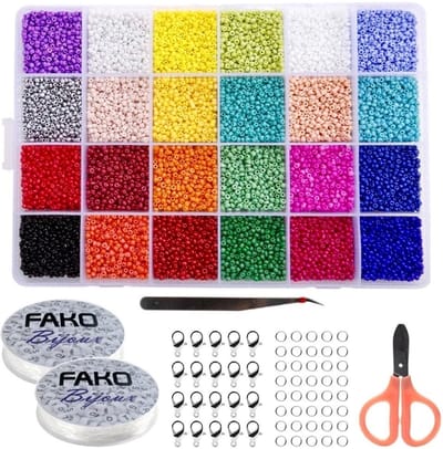 Fako Bijoux® - DIY Kralen Set DLX - Glas Zaad Kralen - Glaszaad - Sieraden Maken - 2mm - 19200 Stuks