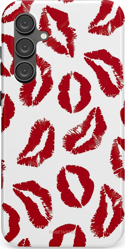 Casetastic Hoesje Geschikt voor Samsung S23 FE - Stijlvolle Beschermende Duo-layer Case - Liefdeskusjes Rood Zoenen