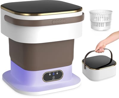 wasmachine, 15L mini-wasmachine met centrifuge en 3 reinigingsstanden voor Kleine kleding, opvouwbare mini-wasmachine voor appartementen, studentenhuizen en campings (Kaki)