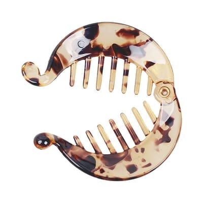 Allecto - Bananenclip Haarkam - Ideaal voor Meisjes - Ronde Paardenstaart Houder - Bruin - Volume voor Dik Haar - Perfect voor Eenvoudige Kapsels