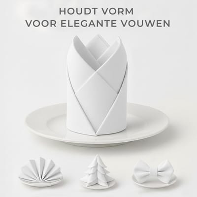 Famanu - Katoenen Stoffen Servetten – Set van 12 Herbruikbare Servetten – 100% Katoen 46x46 cm voor Feest, Diner en Kersttafel (Wit)