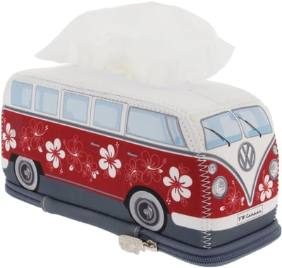 BRISA VW Collection - Volkswagen neopreen cosmetische servettenhouder-papieren zakdoekjes-tissuebox voor in de badkamer in T1 Bulli Bus-design (rood)