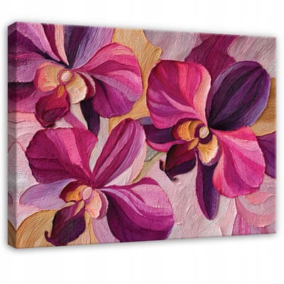 WALLARENA - Schilderij op canvas - 100x70 cm - bloemen abstract art deco - Geschikt voor slaapkamer en woonkamer