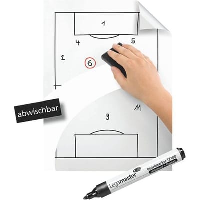 Magic Charts Legamaster, voor whiteboards, blanco, zelfklevend en beschrijfbaar, incl. whiteboardstift, L 800 x B 600 mm, 100 % recyclebaar, polypropeen, wit, 25 vellen