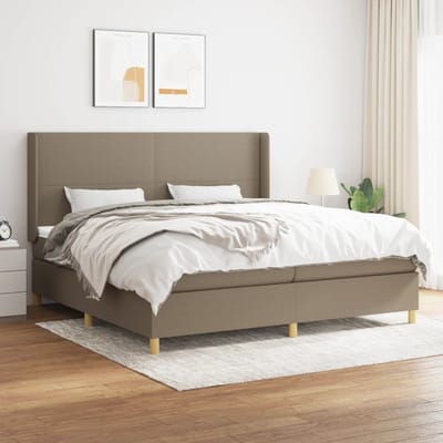 vidaXL - Boxspring - met - matras - stof - taupe - 200x200 - cm