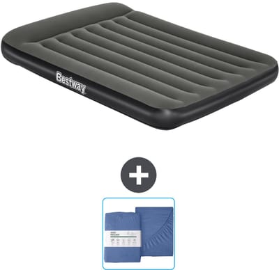 Bestway luchtbed - Twijfelaar - 137 x 191 x 30 cm - Groen - Inclusief en Hoeslaken