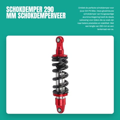 Dailygoods- Schokdemper 290 mm - Schokdemperveer - Geschikt voor Dirt Pit Bike - Achterwielvering - Aluminiumlegering - Professionele accessoires - Vering