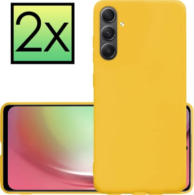 Hoesje - 2 Stuks - Geschikt voor Samsung Galaxy A54 - Sterk & Shockproof - Case Siliconen - Back Cover - Telefoon Hoes - Geel