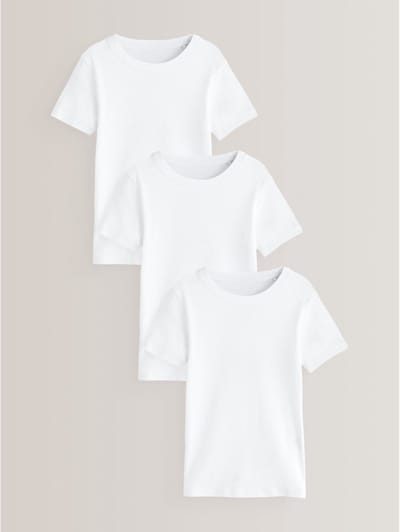 Next - Jongens - Verpakking van 3 100% katoenen shirts met korte mouwen - Wit