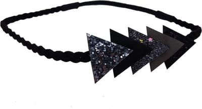 Haarsoires Haarband Gevlochten 0,5cm - Glitter - Driehoek Vorm - Zwart - Haaraccessoire Vlecht - Boho Look