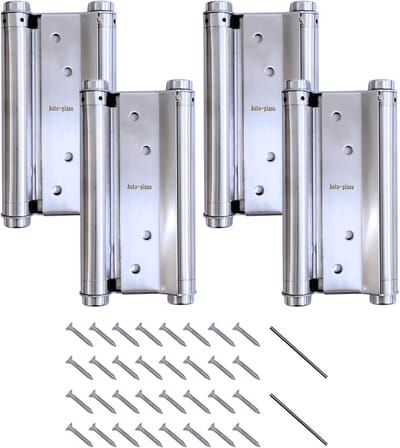 Twee Paar 6'' Cafe Saloon Deur Scharnieren - Dubbel Actie Veer Scharnier - RVS Zelfsluitend 150mm (Zilver)