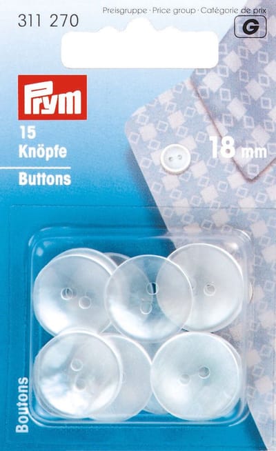 Knopen voor pyjama's kunststof imitatiepaarlemoer 18 mm 15 st.