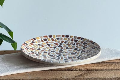 Little Creations DIY mozaïek schaal beige - creatief knutselpakket bamboe.