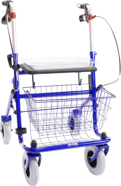 Rollator 43 cm zitbreedte - Premis Provo - Tot 120 kg - In hoogte verstelbaar - Voorzien van verlengde duwbuizen - Metallic Blauw