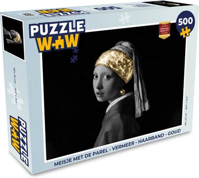 Puzzel Meisje met de parel - Vermeer - Haarband - Goud - Legpuzzel - Puzzel 500 stukjes